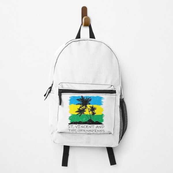 Item preview, St Vincent and the Grenadines National Colours in Background of Palm silhouette designed and sold by IdentiTee Studios.