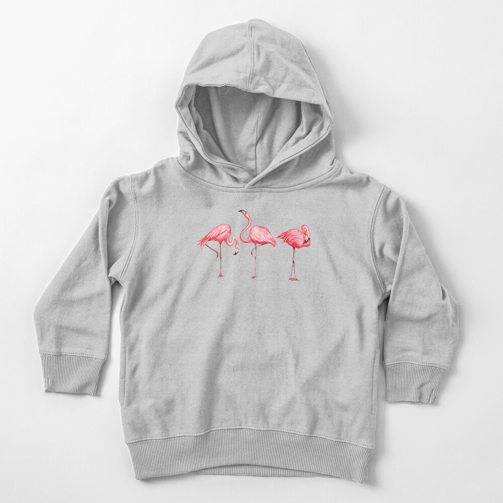 Flamingo Pattern - Black Toddler Pullover Hoodie
