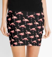 Flamingo Pattern - Black Mini Skirt