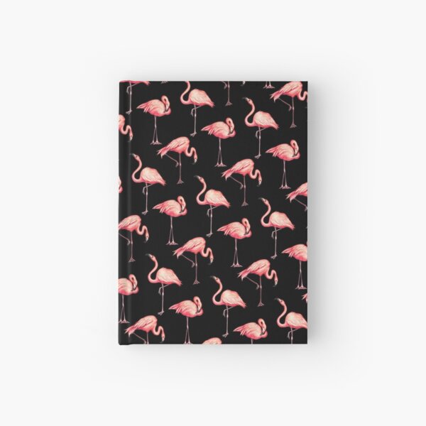 Flamingo Pattern - Black Hardcover Journal