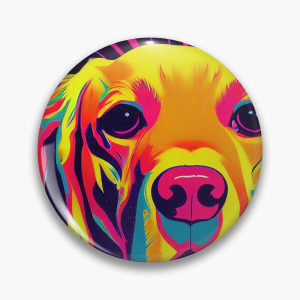 Aperçu de l'œuvre golden retriever, pop art, synthwave, rétro créée et vendue par PeanutArtCorner.