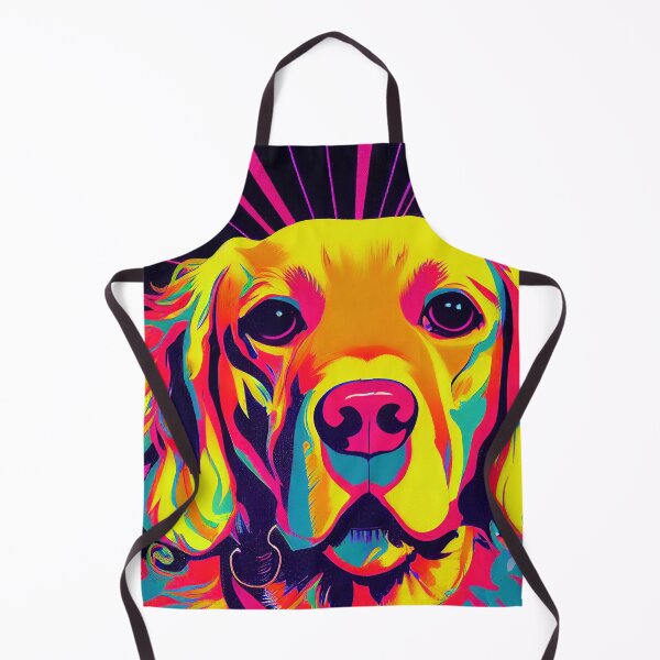 Aperçu de l'œuvre golden retriever, pop art, synthwave, rétro créée et vendue par PeanutArtCorner.