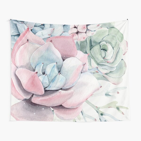 Item preview, Elegant Succulents Pink and Blue and Green Desert Succulent Illustration designed and sold by DesertDecor.