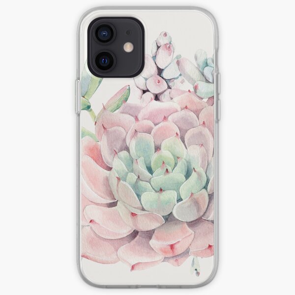 Pretty Succulents Pink and Green Desert Succulent Illustration iPhone Soft Case