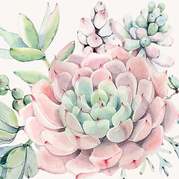 Imagen de la obra Bonita ilustración de suculentas desérticas rosas y verdes de DesertDecor