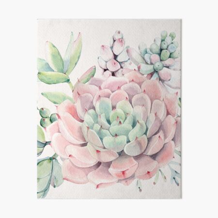 Vista previa del artículo con la obra «Bonita ilustración de suculentas desérticas rosas y verdes», diseñado y vendido por DesertDecor.