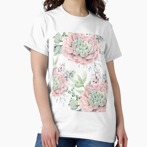 Aperçu de l'œuvre Plantes succulentes tendance Design de plantes succulentes du désert rose et vert créée et vendue par DesertDecor.