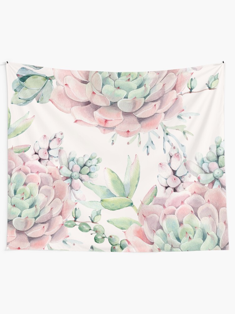 Alternate view of Trendy Succulents Pink and Green Desert Succulent Design Tapestry
