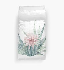 Hübsche Succulents-rosa und tadellose grüne und weiße Wüste Succulent Illustration Bettbezug