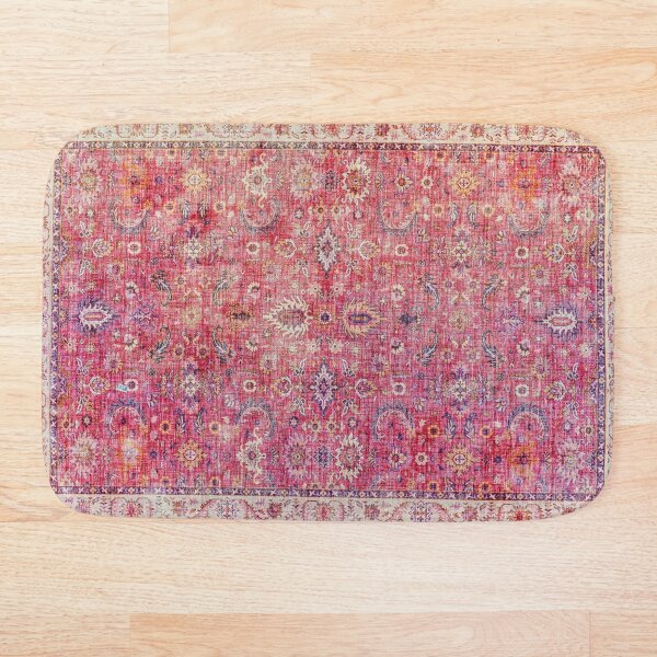 "Antique Traditional Pink Oriental Moroccan Style " Bath Mat for Sale