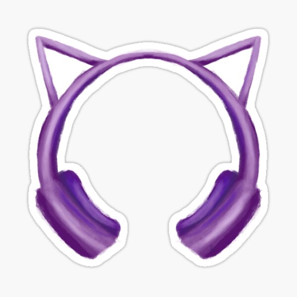 "Purple Cat Ear Headphones" Sticker for Sale by TheMossGuardian Redbubble
