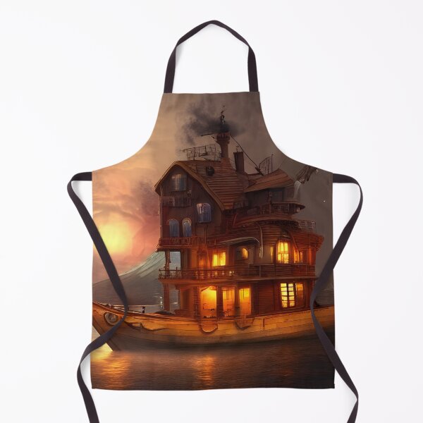 Item preview, Snug Houseboat in Sleepy Harbor ai generated art botprompt designed and sold by botprompts.