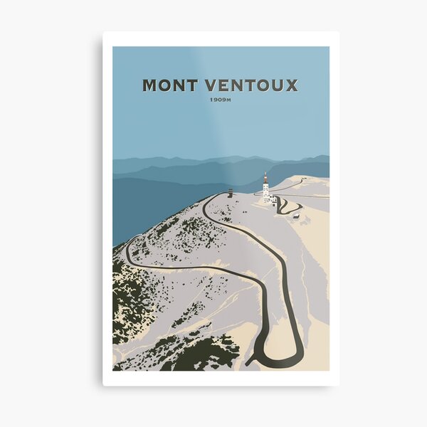 Mont Ventoux Print - Cycling Print - Cycling Souvenir - Gift for cyclist - Christmas Cycling gift ideas Metal Print