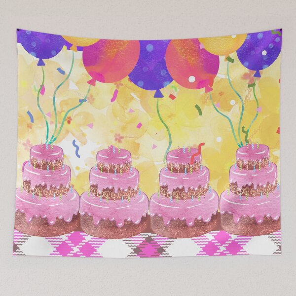 Item preview, Plaid Pink Cake and Balloons designed and sold by SimplyMe-Plus.
