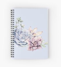Elegant Succulents Mint Green and Blue Desert Succulent Southwest Art Spiral Notebook