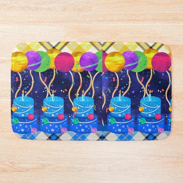 Item preview, Plaid Blue Planet Cake and Balloons designed and sold by SimplyMe-Plus.