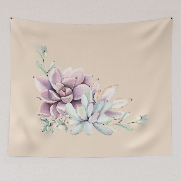 Item preview, Elegant Succulents Mint Green and Pink on Peach Desert Succulent Southwest Art designed and sold by DesertDecor.