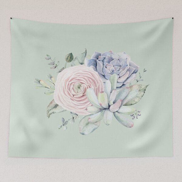 Item preview, Trendy Succulents Pink on Mint Green Desert Succulent Design designed and sold by DesertDecor.