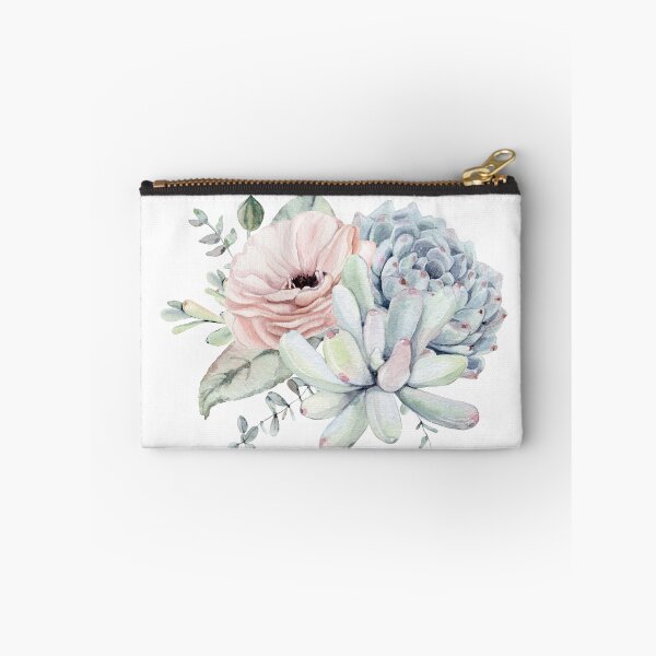 Item preview, Pretty Succulents Mint and Blue on White Desert Succulent Design designed and sold by DesertDecor.