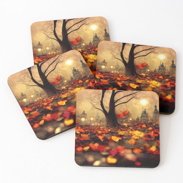 Item preview, Ciudad solitaria de otoño de hojas doradas designed and sold by TheFoxyWolfShop.