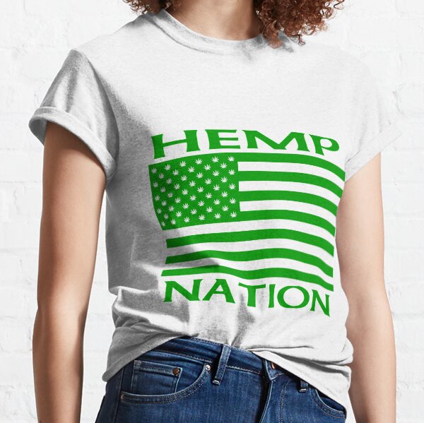 Hemp Nation Flag with Hemp leaf stars Classic T-Shirt