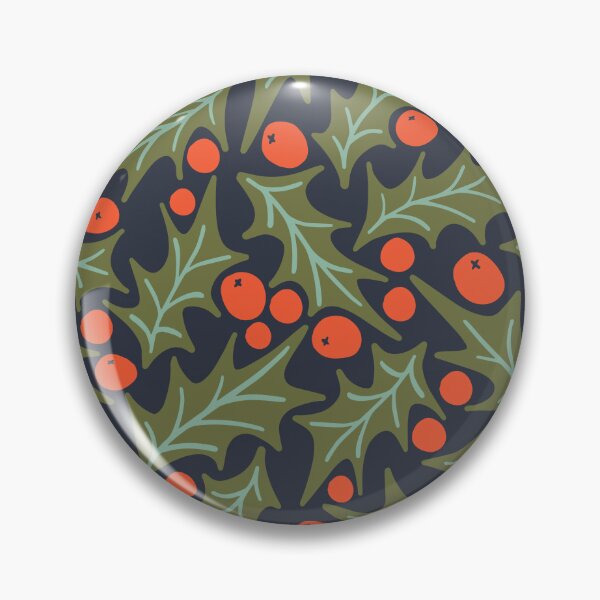 Item preview, Holly Berry Leaves Christmas Holiday Tossed Print Red Green Aqua Dark Blue Leaf Berries designed and sold by victoriabdesign.