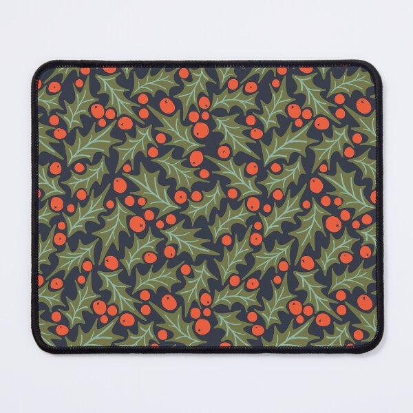 Item preview, Holly Berry Leaves Christmas Holiday Tossed Print Red Green Aqua Dark Blue Leaf Berries designed and sold by victoriabdesign.