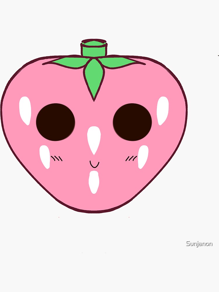 "Strawberry emoji" Sticker for Sale by Sunjanon Redbubble
