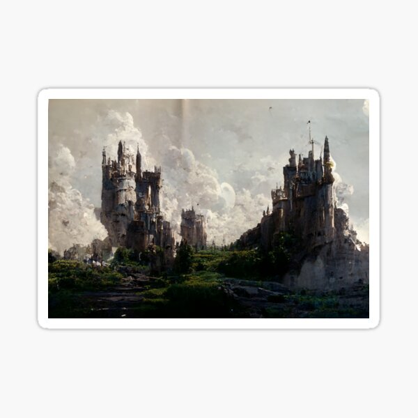 Castillos nublados - Arte épico de la fantasía del castillo Pegatina