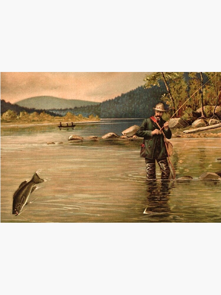 Tranquil Pursuit: Fly-Fishing for Bass in the Serene Stream Art Board  Print for Sale by HistoryDesigns