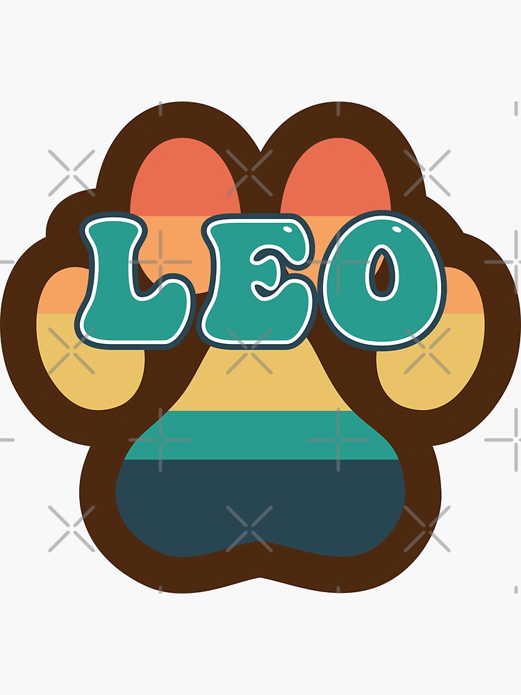 leo-dog-name-vintage-sunset-paw-prints-on-brown-leo-dog-name