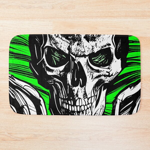 Aperçu de l'œuvre Squelette corrompu avec fond vert créée et vendue par HalloweenThings.