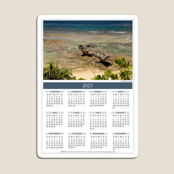 2023 Calendar | Year-At-A-Glance | Okinawa, Japan | Heart Rocks of Kourijima Magnet