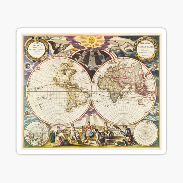 Vintage Antique World Map Sticker