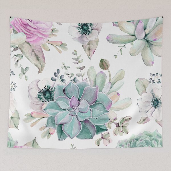 Item preview, Trendy Succulents Green White Desert Succulent Southwestern Design designed and sold by DesertDecor.