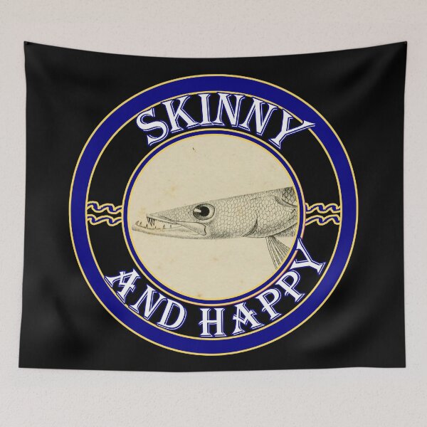 Item preview, 'Skinny and Happy' Old Book Narrow Fish Graphic - Funny Quotes Designs for T-shirts, stickers and other accessories. designed and sold by Ridiculam Toga.