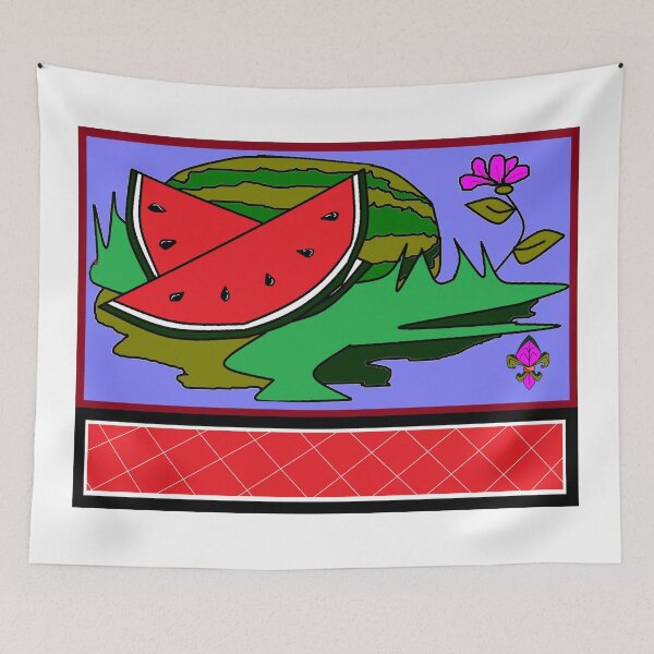 Item preview, A Ripe Watermelon with Red Tile and a Fleur de Lis designed and sold by judy snyder.