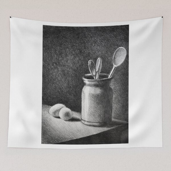 Item preview, Still life drawing illustration of jug with wooden spoons  designed and sold by oanaunciuleanu.
