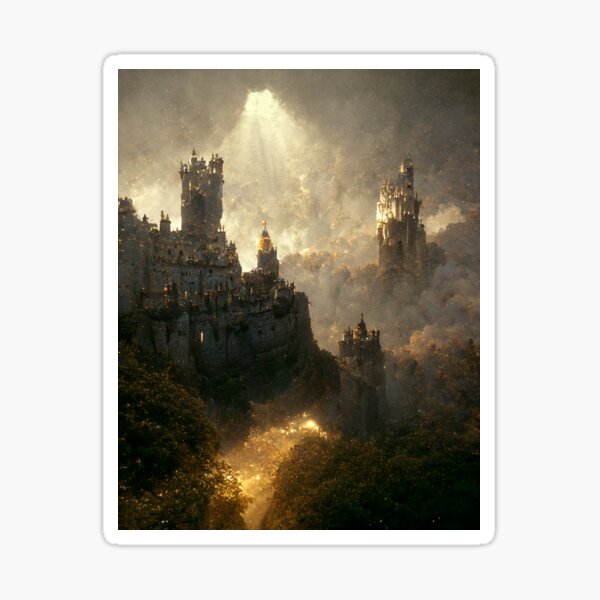 Valley Of Light Castle - Epic Castle Fantasy Art Sticker