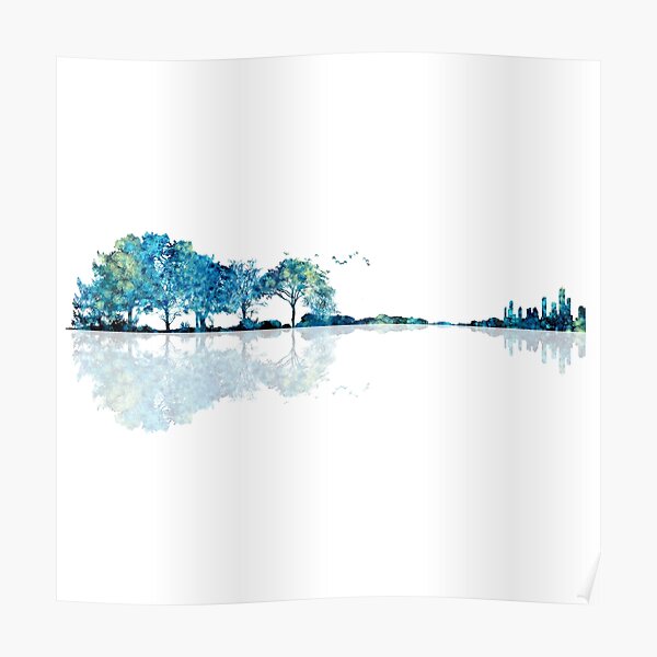 Nature Guitar - Watercolor Blues Poster