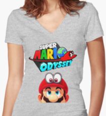 Mario Odyssey Women's Fitted V-Neck T-Shirt