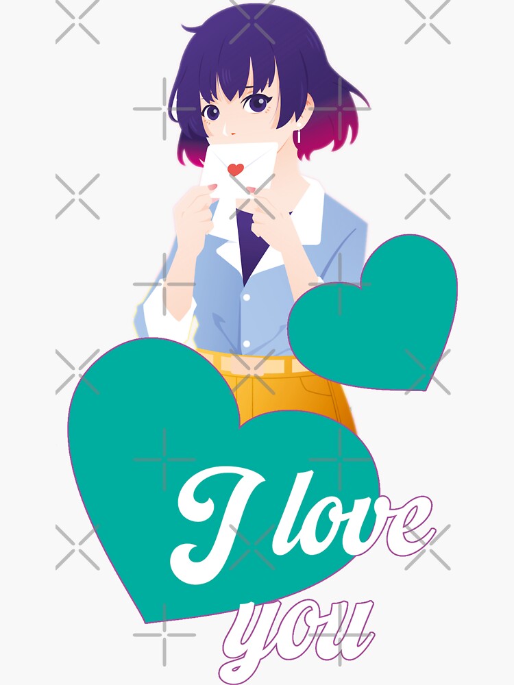 Cute Anime Girl Says I Love You Kawaii Manga Illustration For Otakus