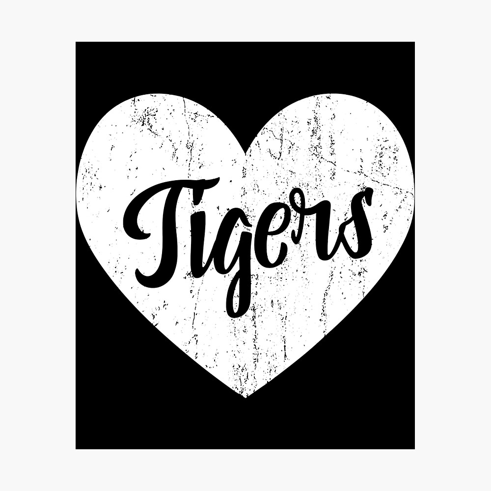 Tigers School Sports Fan Team Spirit Mascot Cute Heart Gift T-Shirt