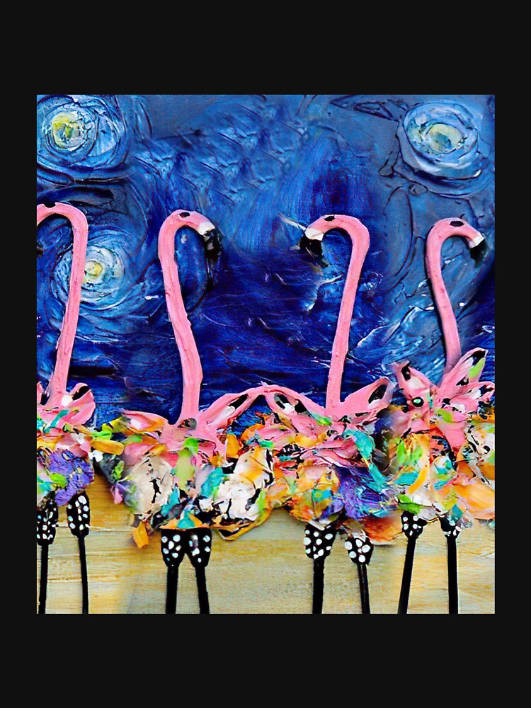 "Flamingo Starry Night Pink Painting" T-shirt for Sale by CindyHagen