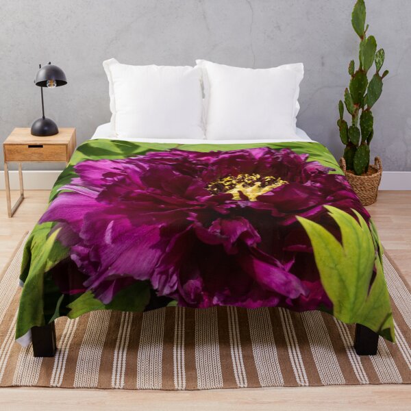Item preview, Belleza de color granate con hojas de Chartreuse: una flor de peonía de árbol muy llamativa designed and sold by Georgia Mizuleva.