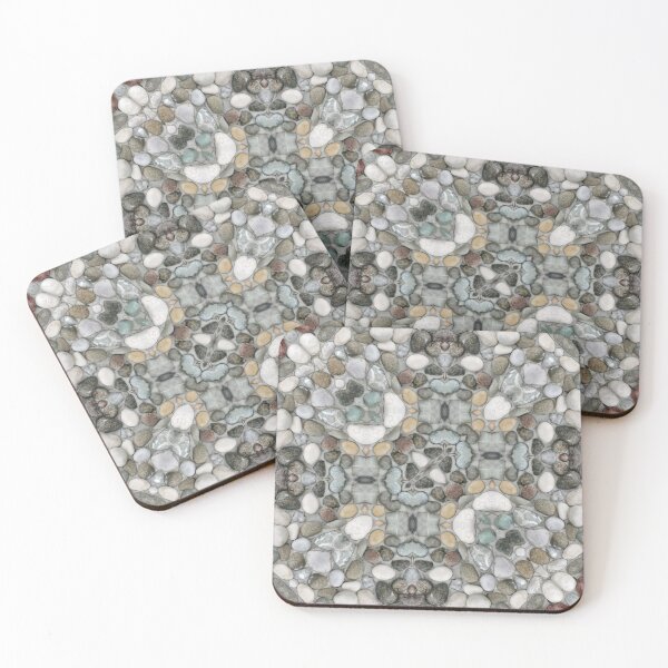 Item preview, square format repeating mosaic design from naturally coloured beach pebbles designed and sold by mister-john.