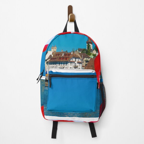 Item preview, Swiss Flag in City of Lucerne with Lake in a Sunny Summer Day in Lucerne designed and sold by Mats Silvan.