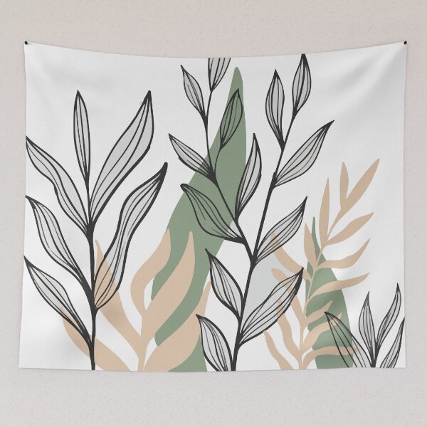 Item preview, Flowers Leaves Brown Green Black and Beige designed and sold by Mushrankhan.