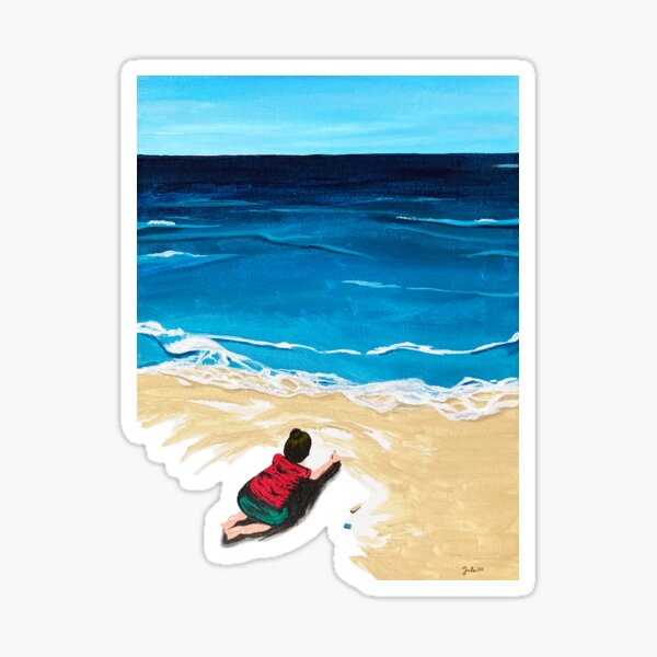 Girl, painting beach Sticker