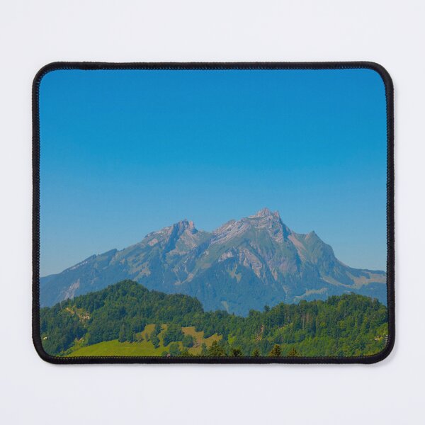 Item preview, Aerial View over Mountain Peak Pilatus and Hotel with Clear Blue Sky designed and sold by Mats Silvan.